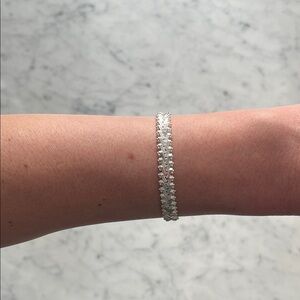 Vintage 1980s Sterling Silver 925 V Shaped Chain Link Statement Bracelet